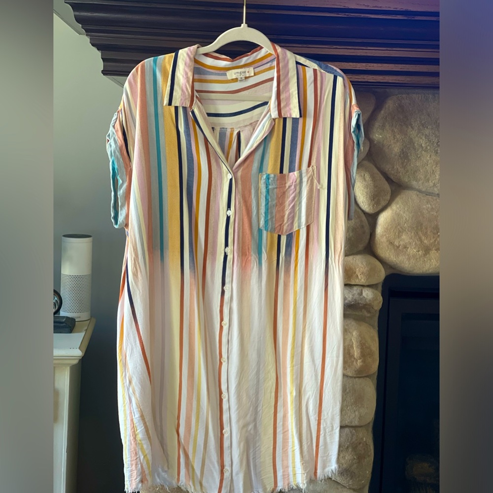 Umgee XL ombré striped Shirt Dress Size XL